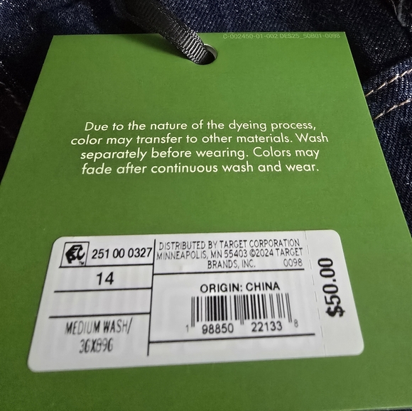 NEW KATE SPADE x Target Jeans Women’s Size 14 High Rise Straight Leg Wide Cuff - Picture 7 of 13